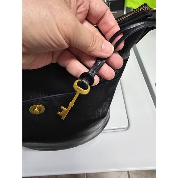 Fossil Talulla Hobo Shoulder Bag Purse Black Leather SHB2840 - Picture 11 of 13